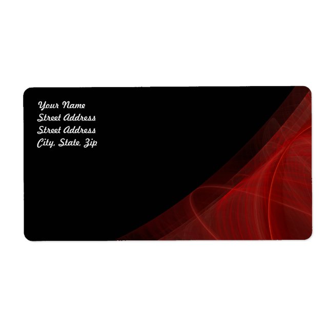 Red & Black Fractal Background Shipping Label (Front)