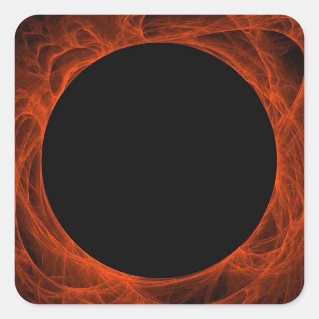 Red & Black Fractal Background Square Sticker (Front)