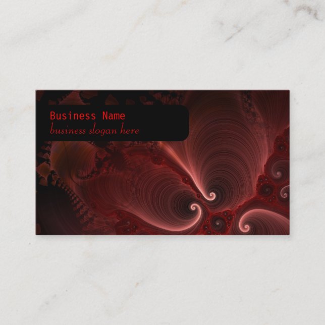 Red & Black Fractal Swirls Business Card (Front)