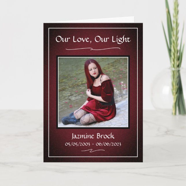 Red Black Funeral Obituary Service Folded Program (Front)