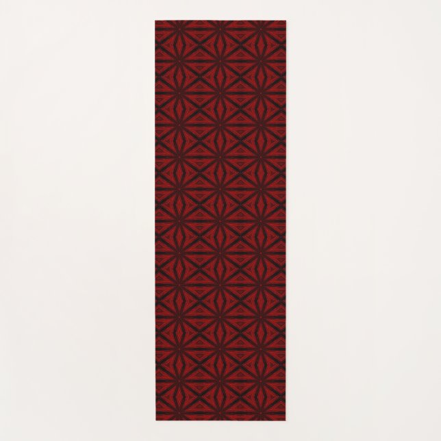 Red black geometric abstract art pattern yoga mat (Front)