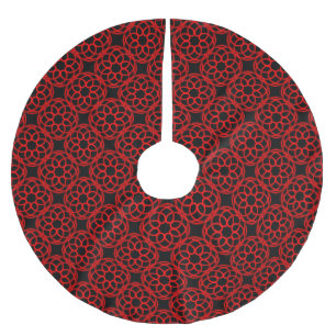 Red Black Geometric Seamless Pattern Brushed Polyester Tree Skirt