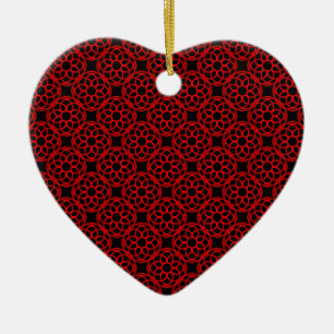Red Black Geometric Seamless Pattern Ceramic Ornament