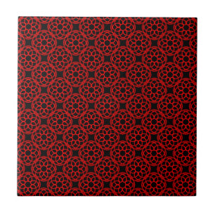 Red Black Geometric Seamless Pattern Ceramic Tile