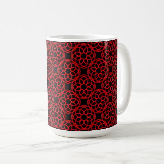 Red Black Geometric Seamless Pattern Coffee Mug (Front Right)