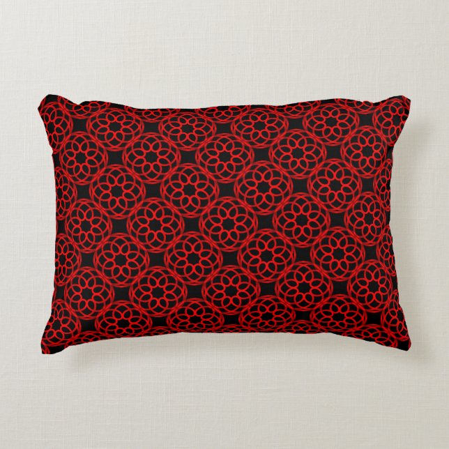 Red Black Geometric Seamless Pattern Decorative Cushion (Front)