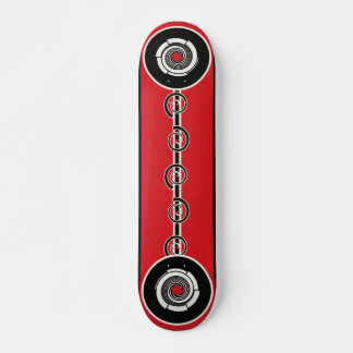 Red Black Geometric Spiral Skateboard