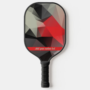 Red & black geometric texture personalised name pickleball paddle