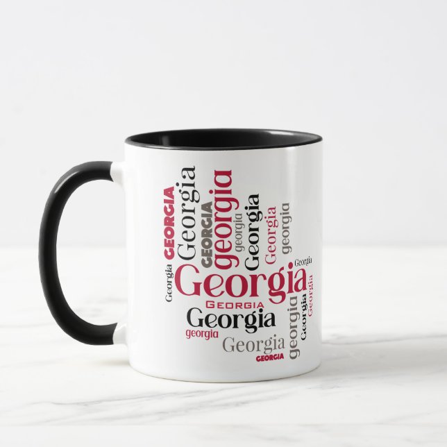 Red Black Georgia Word Art Mug (Left)