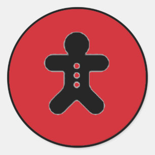 Red black gingerbread man simple stickers