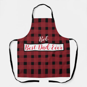 Red Black Gingham Dad Personalized Apron