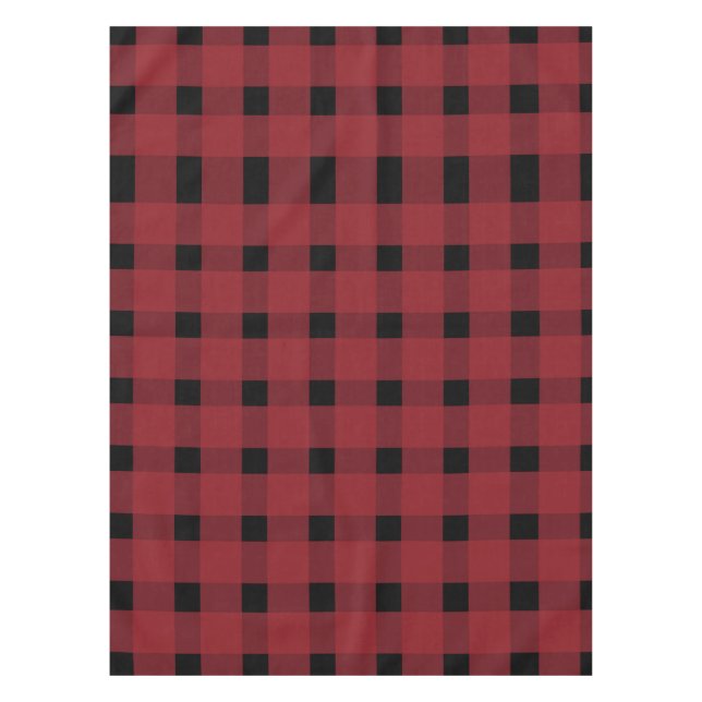 Red Black Gingham Pattern Tablecloth (Front)