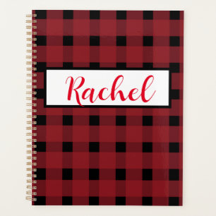 Red Black Gingham Personalised  Planner