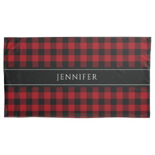 Red & Black Gingham Plaid Farmhouse Pattern Pillow Pillowcase