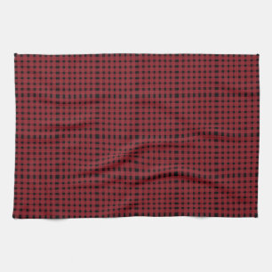Red Black Gingham Plaid Pattern Tea Towel