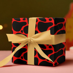Red & Black Giraffe Pattern Wrapping Paper