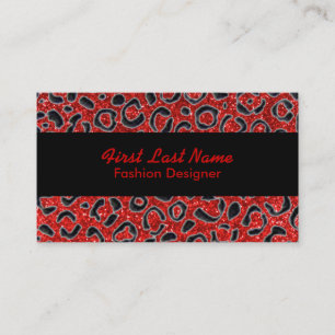 Red black glitter leopard spots custom cards