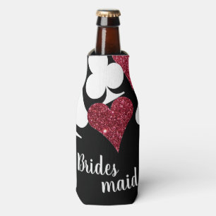 Red Black Glitter Vegas Bridesmaid Bottle Cooler