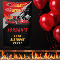 Red | Black Go Kart Racing Birthday
