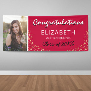 Red Black Gold 2025 Graduation Photo Banner