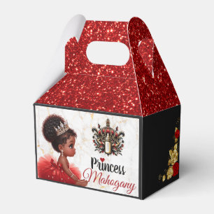 Red Black Gold African Princess Royal Baby Shower Favour Box