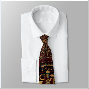 Red Black & Gold Aztec Inspired Design Tie