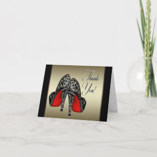 Red Black Gold High Heels Thank You Card