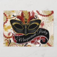 Red Black Gold Masquerade Party