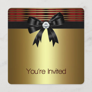 Red Black Gold Party Invitation