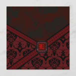 Red & Black Goth Lace Wedding Invitation
