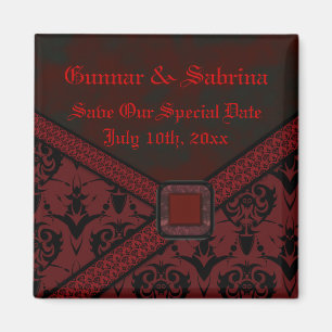 Red & Black Goth Lace Wedding Magnet