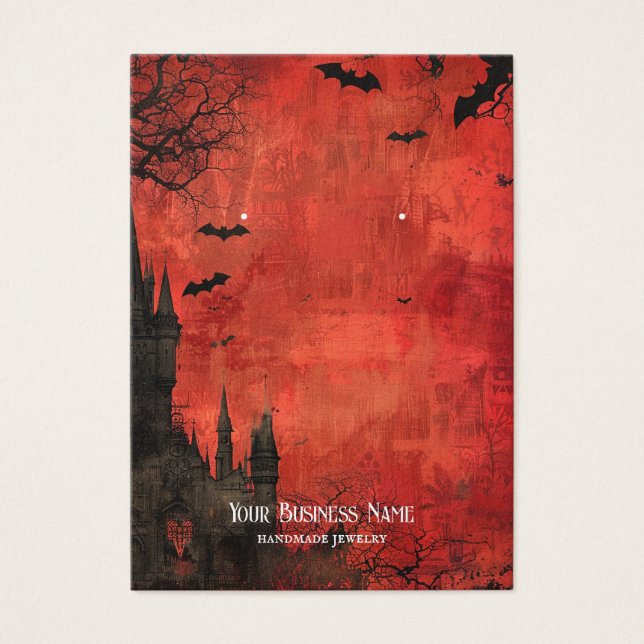 Red Black Gothic Halloween Earring Display Card (Front)