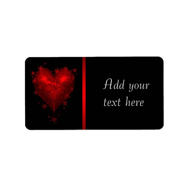 Red Black Gothic Red Heart Address Labels (Front)