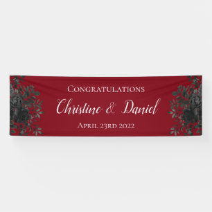 Red Black Gothic Rose Elegant Wedding Banner