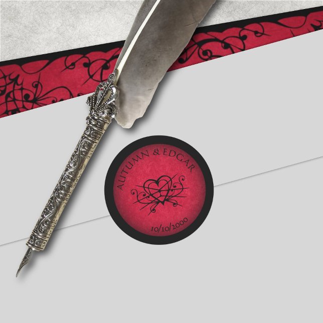 Red Black Gothic Wedding Classic Round Sticker (Creator Uploaded)