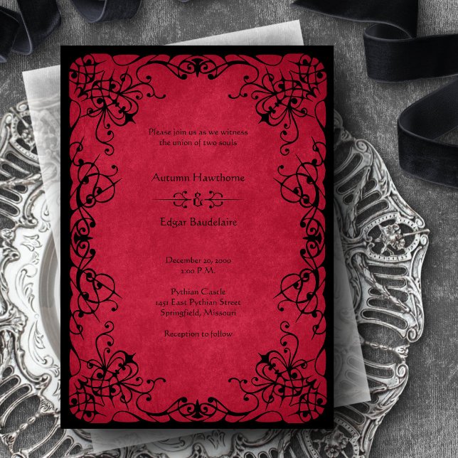 Red Black Gothic Wedding Invitation (Creator Uploaded)