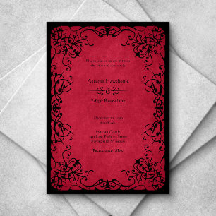 Red Black Gothic Wedding Invitation