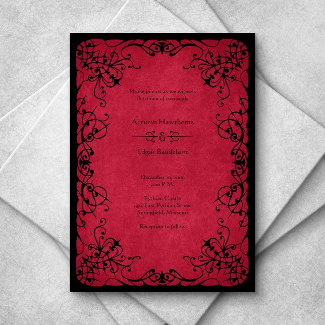 Red Black Gothic Wedding Invitation (Creator Uploaded)