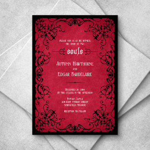 Red Black Gothic Wedding Invitation