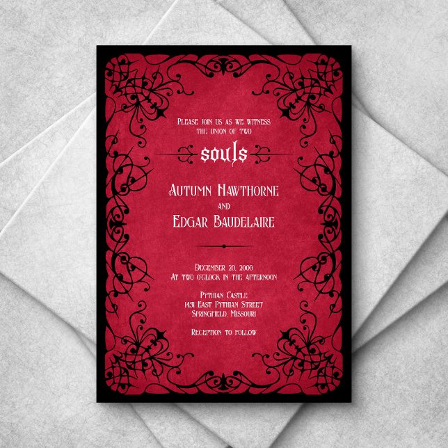Red Black Gothic Wedding Invitation (Creator Uploaded)