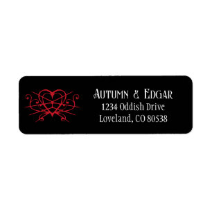 Red Black Gothic Wedding Return Address Label