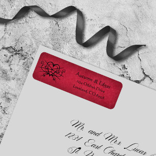 Red Black Gothic Wedding Return Address Label