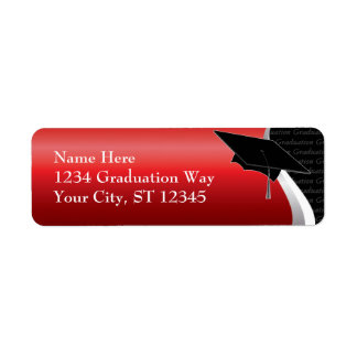 Red & Black Graduation Address Label Return Address Label