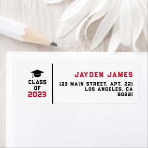 Red Black Graduation Class of 2023 Return Address Label