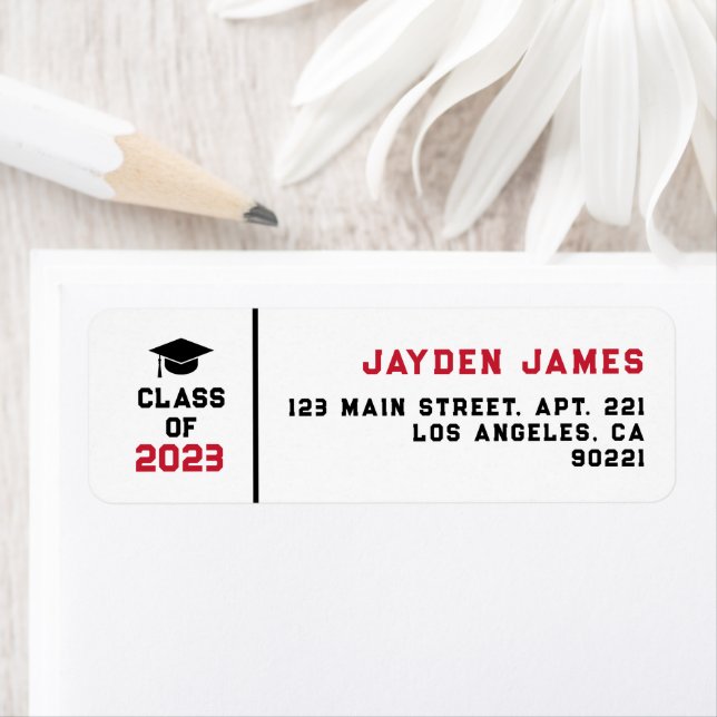 Red Black Graduation Class of 2023 Return Address Label (Insitu)