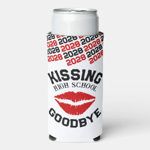 Red & Black Graduation Kissing High School Goodbye Seltzer Can Cooler
