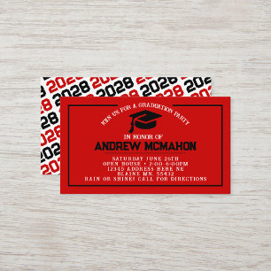 Red & Black Graduation Mini Graduation Invites