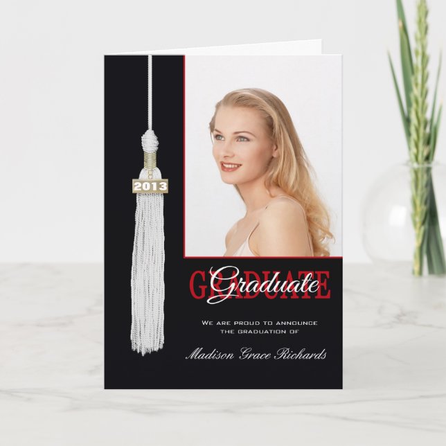 Red/Black Graduation Party Invitation Photo Card (Front)