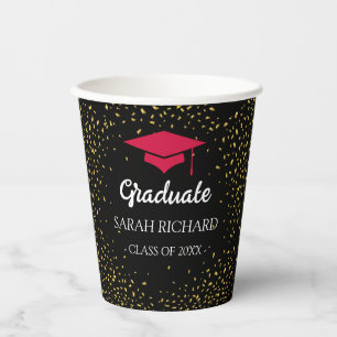 Red & Black Graduation Photo Class Of 2025 Paper Cups