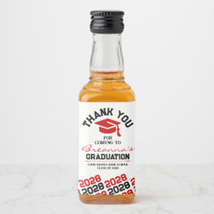 Red & Black Graduation Thank You Mini Liquor Bottle Label